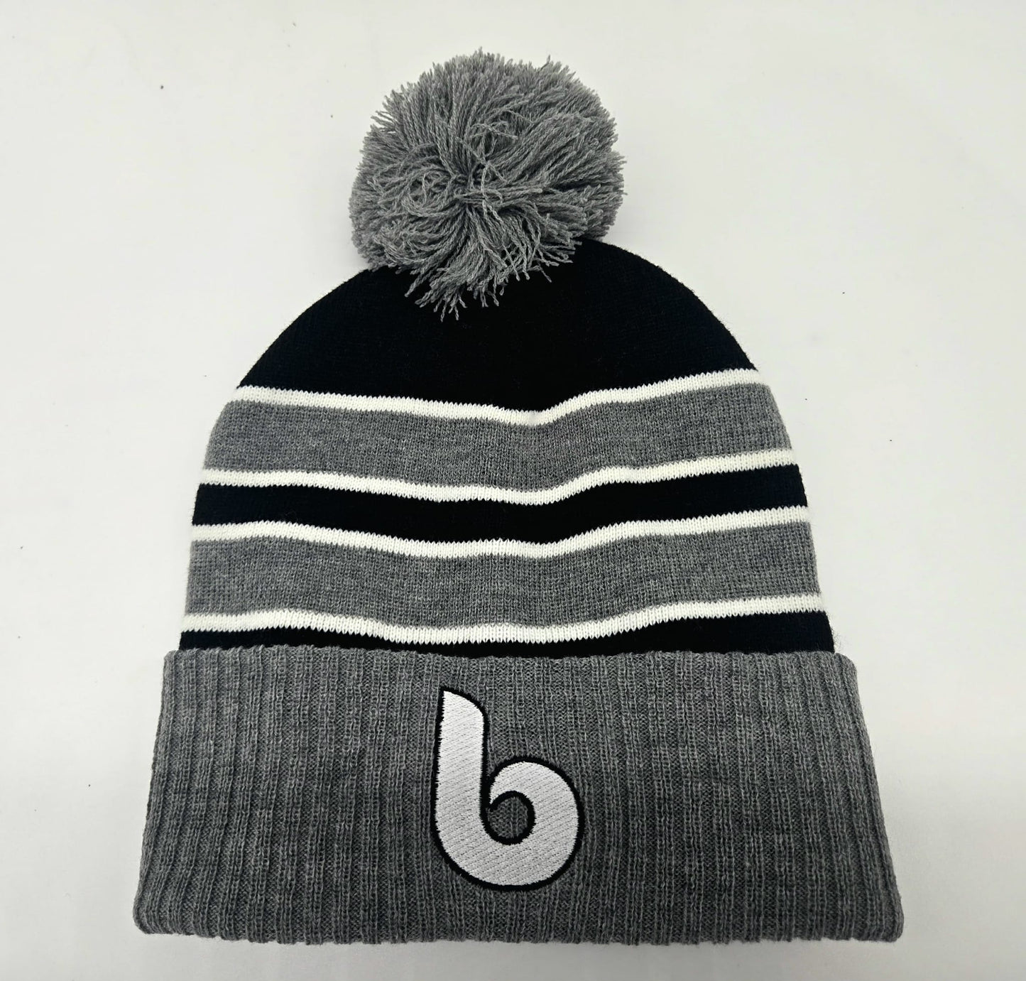 Winter Knit Cap - Black Silver White